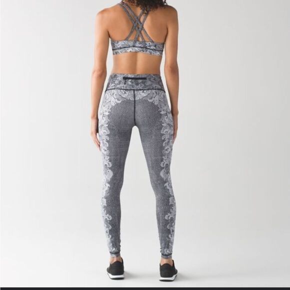 Lululemon Wunder Under black white lace leggings tights reflective 4 - Picture 1 of 5